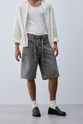 Bermuda baggy en jean - Gris foncé