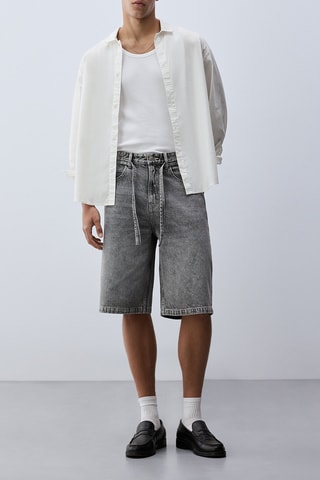 Bermuda baggy en jean - Gris foncé