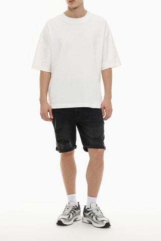 Bermuda skinny en jean - Noir