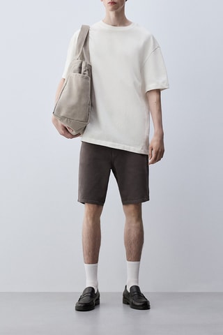 Bermuda slim en jean - Marron