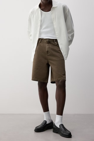 Bermuda relaxed en jean - Marron
