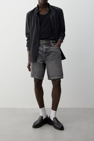 Bermuda relaxed en jean - Gris