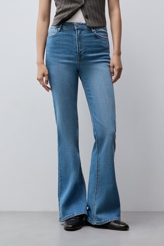 Jean flare taille haute - Bleu