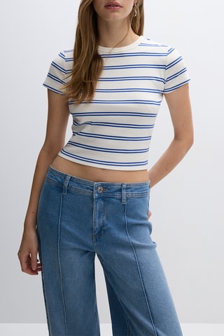 T-shirt cropped - Bleu cobalt