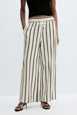 Pantalon wide legs - Ecru et noir