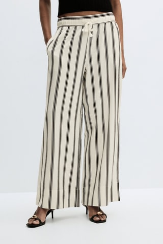 Pantalon wide legs - Ecru et noir
