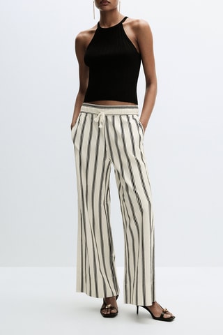 Pantalon wide legs - Ecru et noir