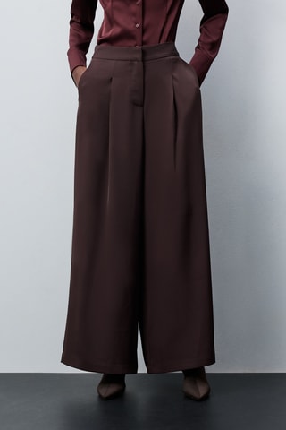 Pantalon wide legs - Marron foncé