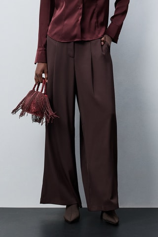 Pantalon wide legs - Marron foncé