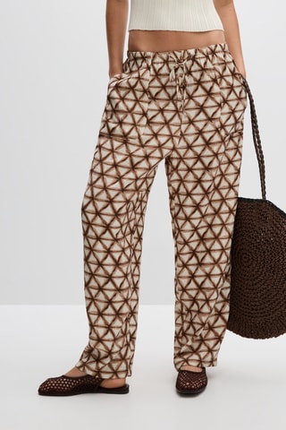 Pantalon - Marron foncé et écru
