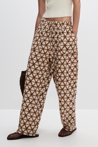 Pantalon - Marron foncé et écru