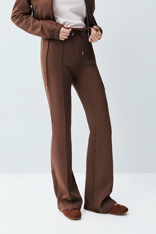 Pantalon flare taille haute - Marron