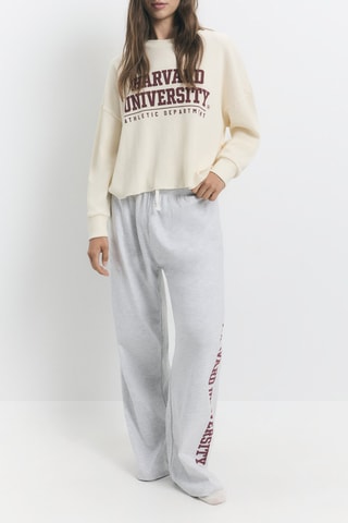 Pyjama University Harvard - Ecru et gris clair chiné