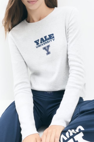 Pyjama Yale University - Gris clair chiné et bleu marine