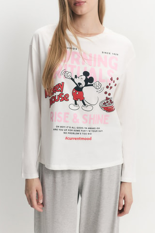 Pyjama Mickey Disney - Blanc et gris clair chiné