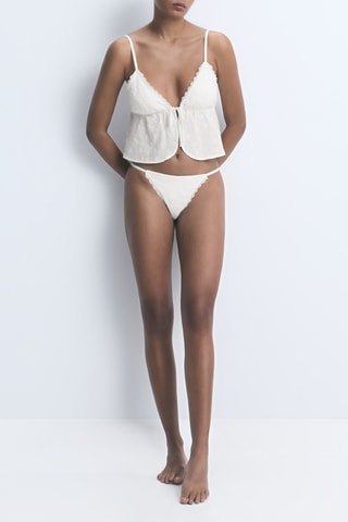 Tanga en broderie anglaise - Blanc