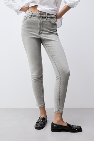 Pantalon taille haute - Gris clair