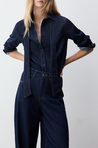 Chemisier en jean - Bleu marine