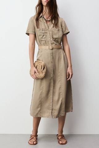 Robe chemise en jean - Beige