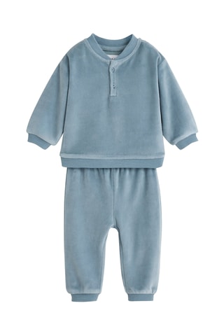 Felpa e pantaloni sportivi in velluto - Azzurro