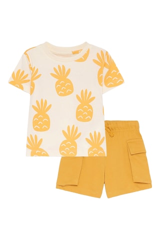 T-shirt e bermuda - Bianco e senape