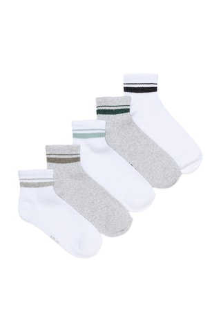 5 paia di calze - Bianco e grigio chiaro melange
