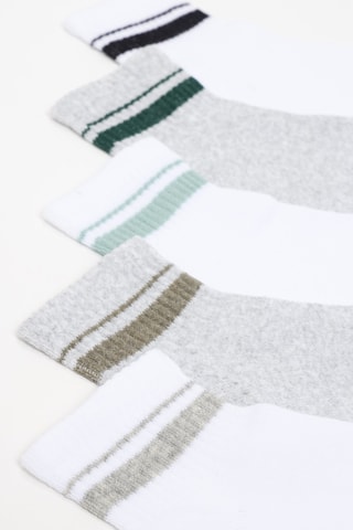 5 paia di calze - Bianco e grigio chiaro melange