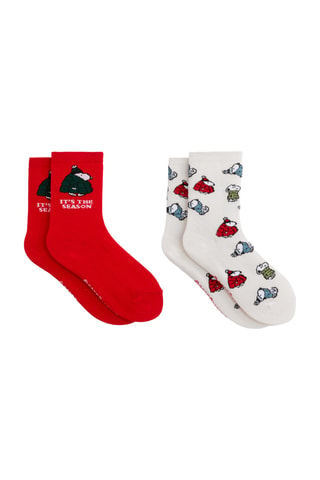 2 paia di calze Snoopy Snoopy & Peanuts - Rosso e bianco