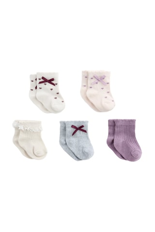 5 paires de chaussettes - Blanc et violet