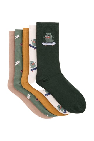 5 paires de chaussettes - Beige et vert olive