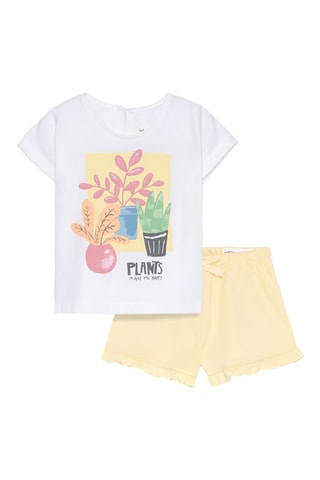 T-shirt e shorts - Bianco e giallo