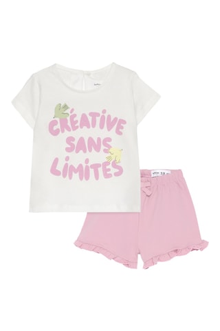 T-shirt e shorts - Bianco e rosa