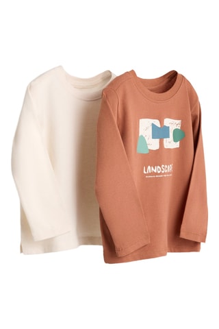 2 t-shirt - Ecrù e marrone chiaro