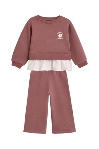 Felpa effetto trompe-l’œil e pantaloni - Rosa antico