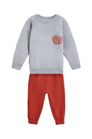 Felpa e pantaloni sportivi - Grigio chiaro melange e rosso