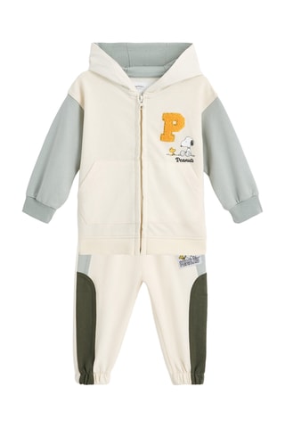 Felpa con cappuccio e jogging Snoopy e Woodstock Snoopy e I Peanuts - Bianco e grigio chiaro