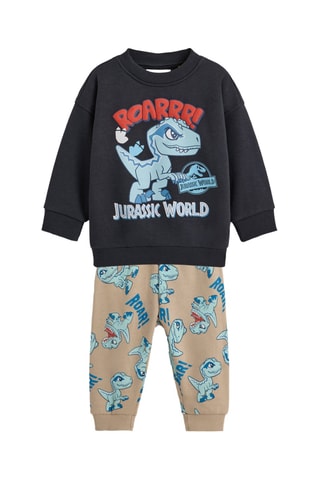 Felpa e pantaloni sportivi Jurassic World - Nero e beige