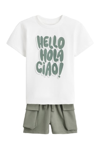T-shirt et bermuda - Blanc et kaki
