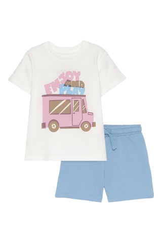 T-shirt et bermuda - Blanc et ciel