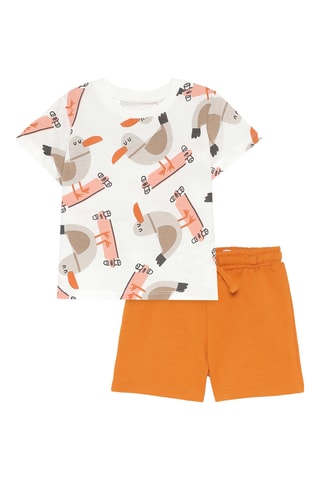 T-shirt et bermuda - Blanc et orange