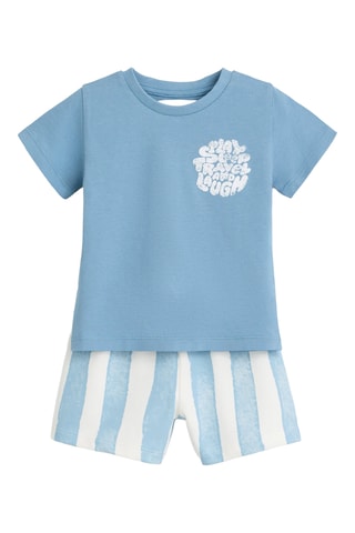 T-shirt et bermuda - Ciel et blanc