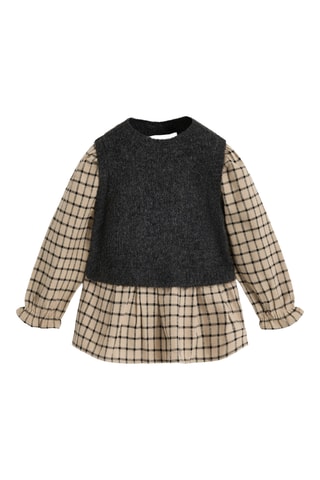 Robe trompe'l'œil - Anthracite et beige