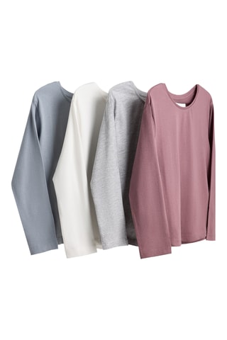 4 t-shirts - Gris clair, blanc et vieux rose