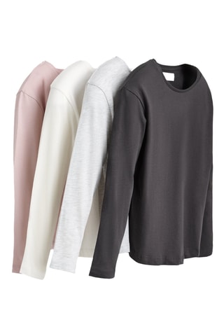 4 t-shirts - Blanc, rose et gris clair chiné