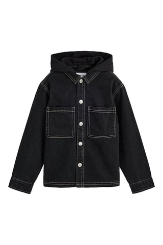 Giacca in jeans con cappuccio - Nero