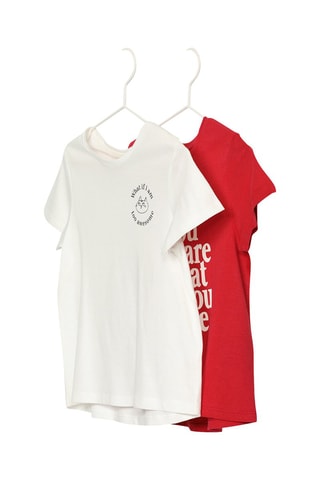 2 t-shirt - Ecrù e rosso