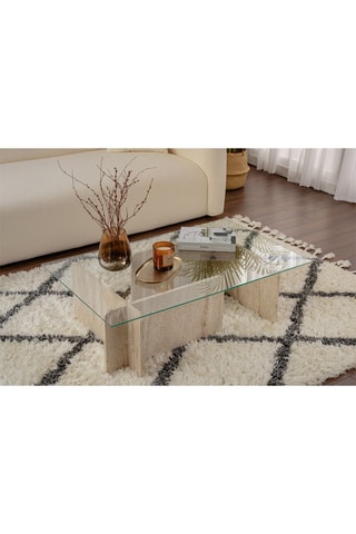 Table basse Flavio - Plateau en verre - 105 x 30 x 65 cm