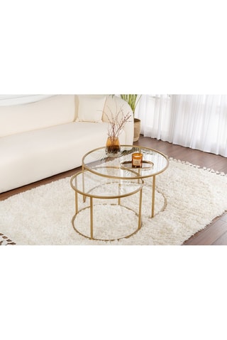 2 tables gigognes en verre Aurum - 60 x 39 x 60 / 80 x 43 x 80 cm