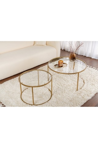 2 tables gigognes en verre Aurum - 60 x 39 x 60 / 80 x 43 x 80 cm