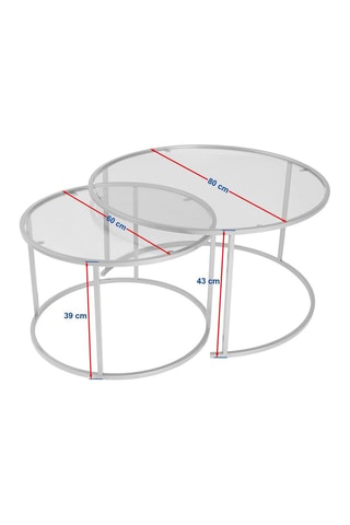 2 tables gigognes en verre Aurum - 60 x 39 x 60 / 80 x 43 x 80 cm